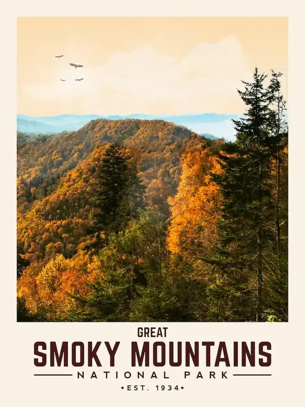 Great Smoky Mountains Minimalist Travel Poster Hassle-Free Returns
