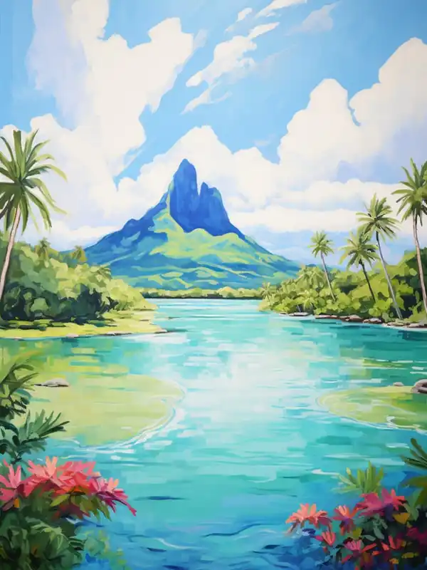An Oil Painting Of Bora Bora, French Polynesia 1 Price Drop