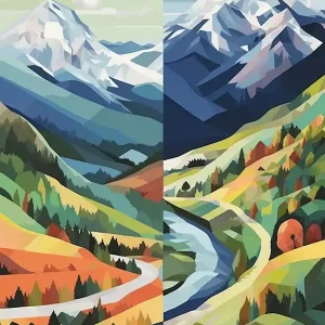 The AlpsSummer Winter Geometric Vector Illustration Price Drop