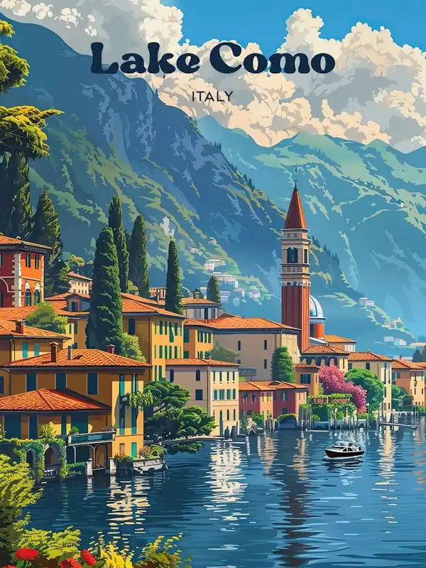 Grab Now Lake Como Coastal Travel Art