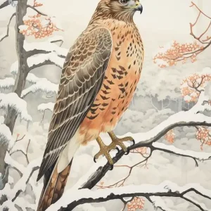 Winter Bird Painting Red Tailed Hawk 3 Direct From Manufacturer