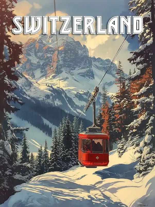 Vintage Switzerland Travel Poster Weekend Sale