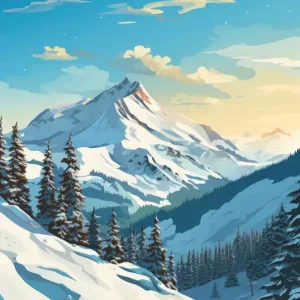 Winter Landscape With Snowy Mountains Authentic