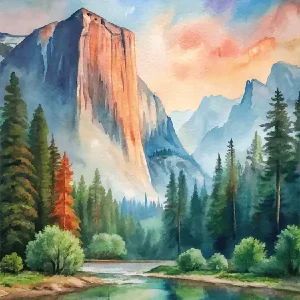 Super Sale Yosemite National Park Watercolor Painting