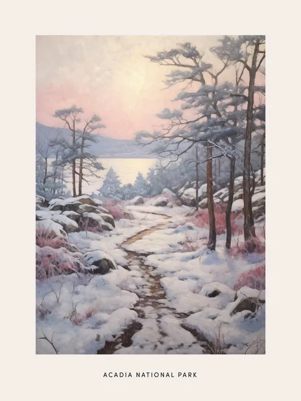 Dreamy Winter National Park PosterAcadia National Park United States 3 Best Choice