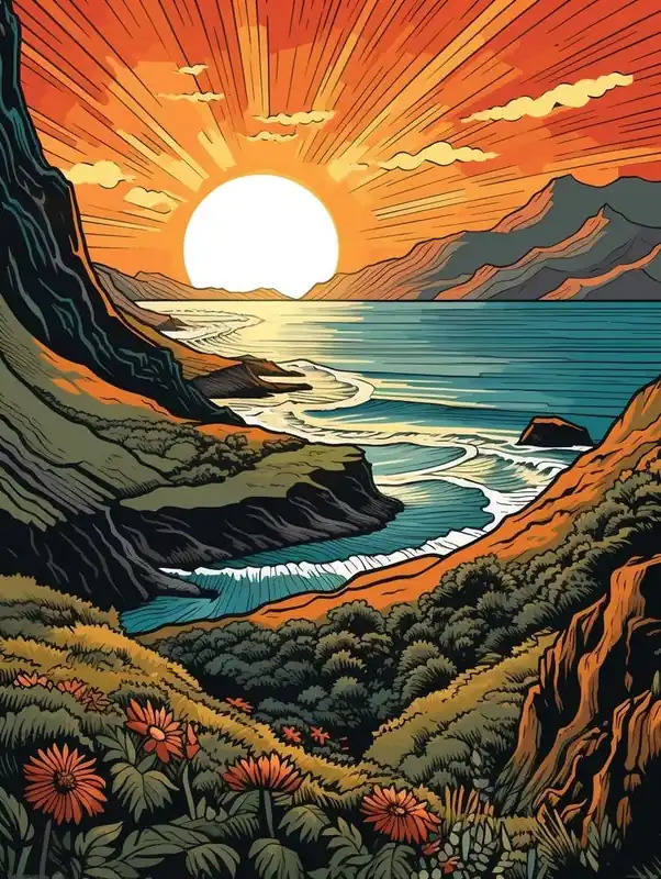 Te Araroa New Zealand 2 Vintage Travel Illustration Big Sale