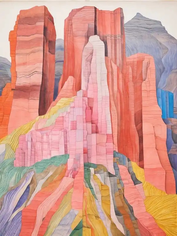 Mount Hua China 2 Colourful Mountain Illustration Trusted Brand