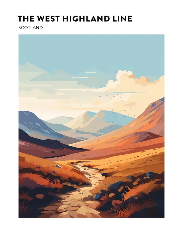The West Highland Line Scotland 6 Hiking Trail Landscape Poster Top Rated