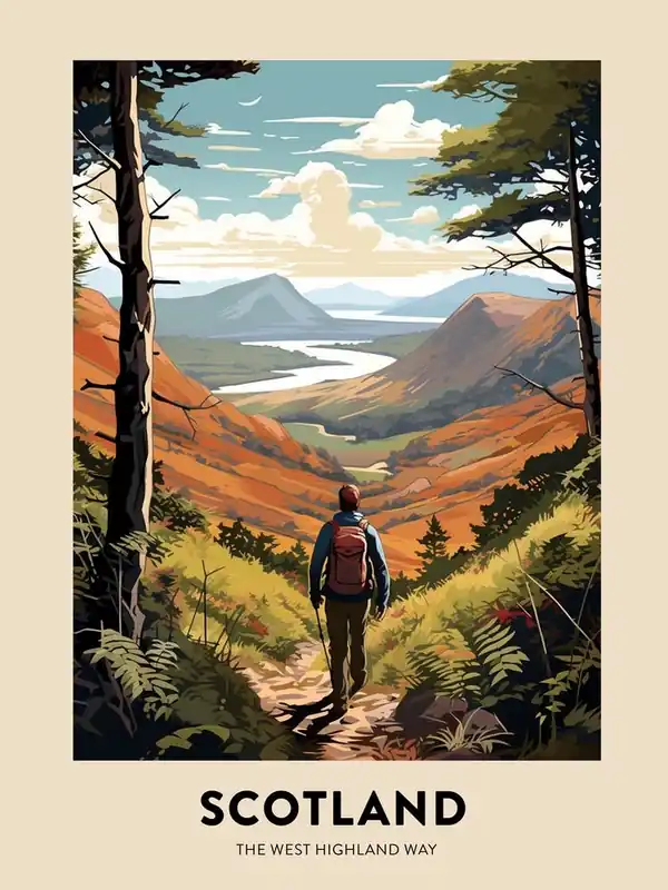The West Highland Way Scotland 3 Vintage Hiking Travel Poster Don’t Miss Out