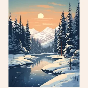 Worldwide Shipping Winter NightTravel Poster Lake Tahoe Usa 1