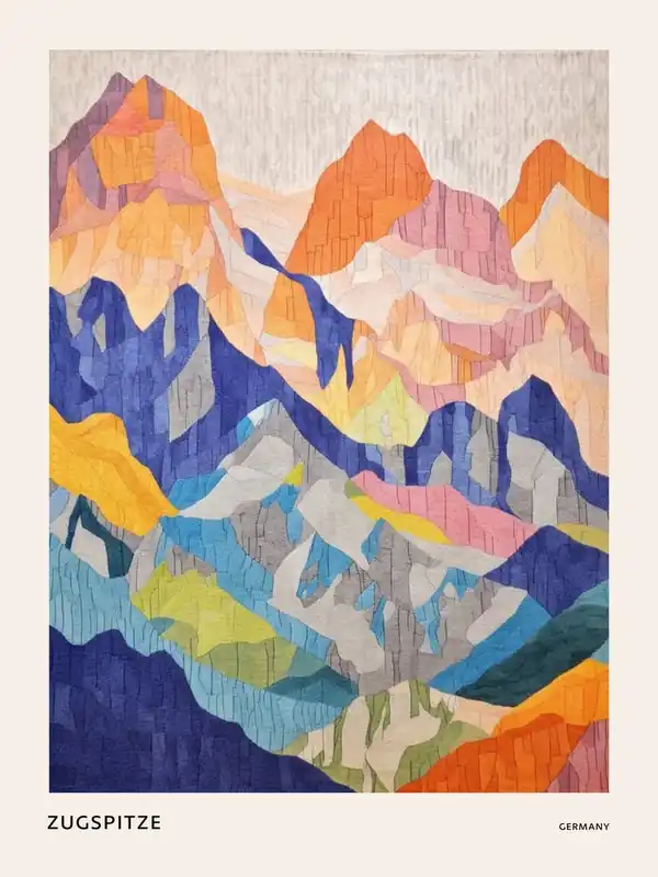 Brand New Zugspitze Germany 1 Colourful Mountain Illustration Poster