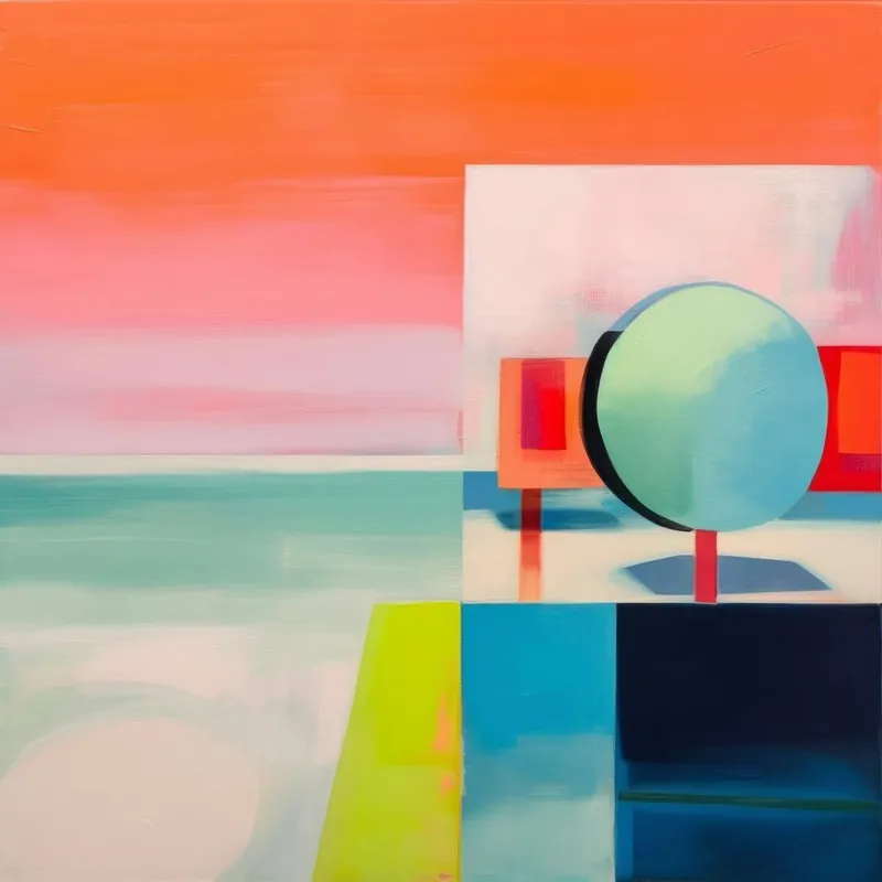 Worldwide Shipping Geometrical Forms Abstract Colorblock Beach 12