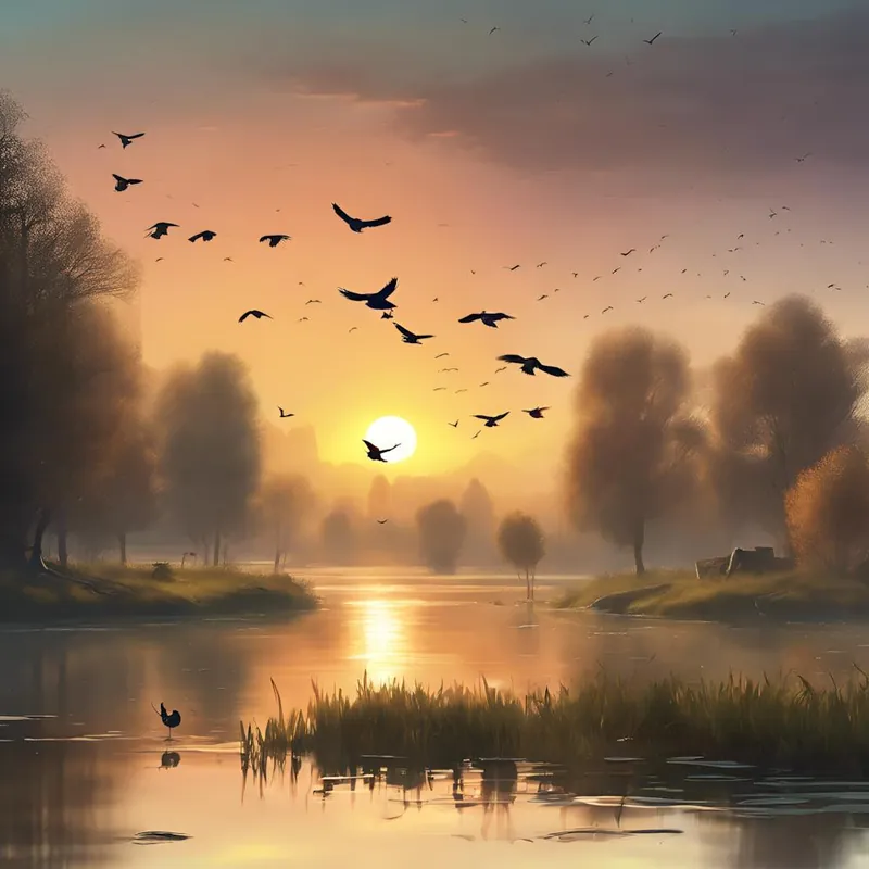 Sunset With Birds Place Order