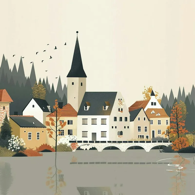Autumn Village By The Lake Secure Checkout