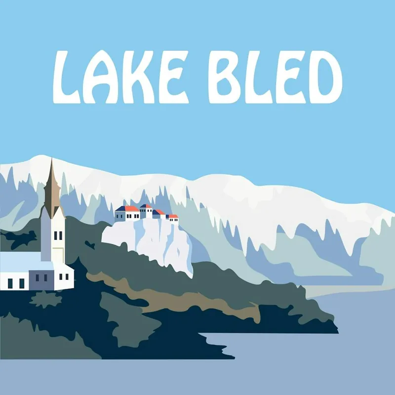 Trusted Brand Lake Bled Winter Bold Illustration