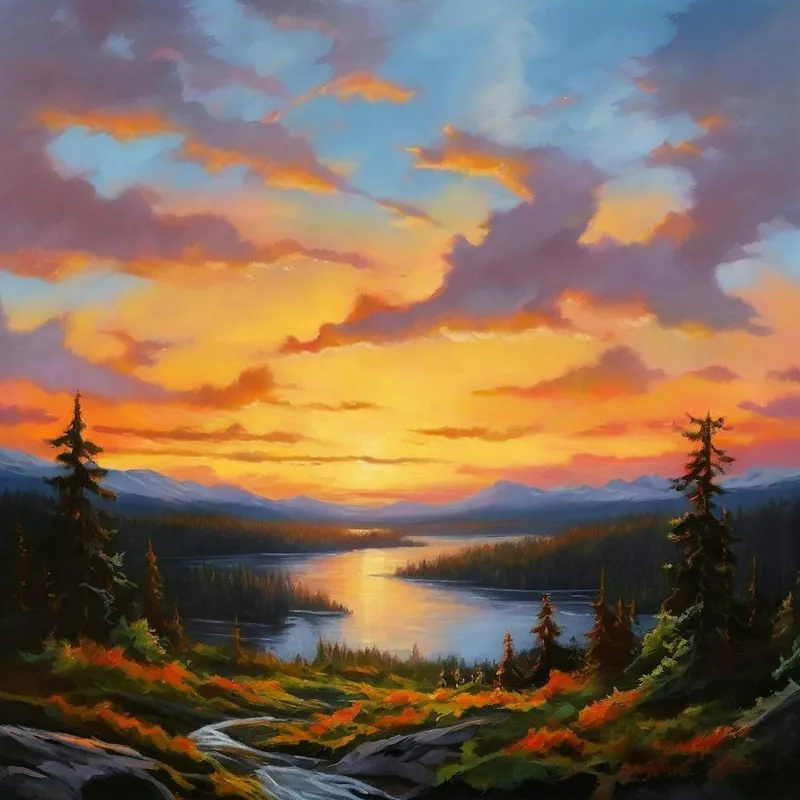 Sunset Over The Lake Discount