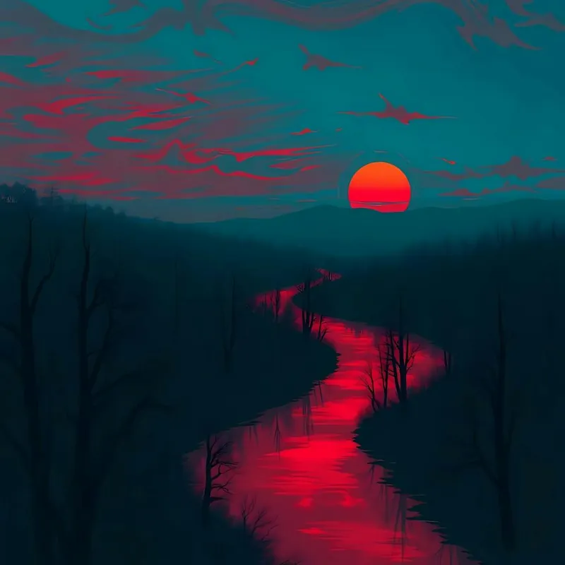 Sunset Over The River 5 Free Shipping