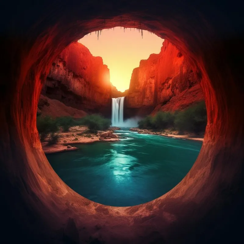 Super Sale Waterfall Through A Tunnel