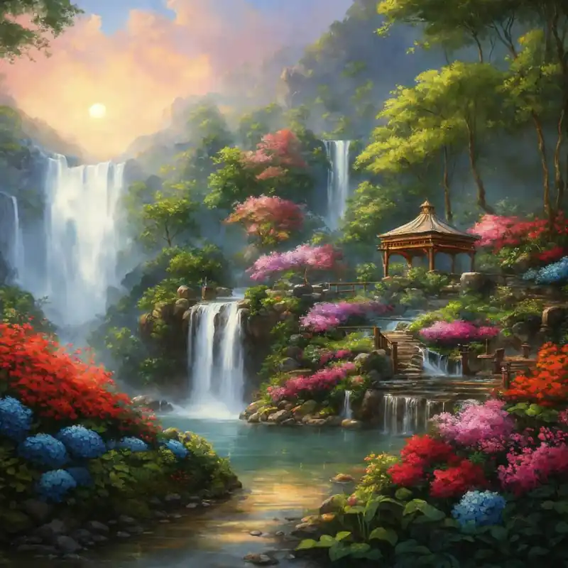 Waterfall In The Garden - Charming nature - the beauty of nature Budget