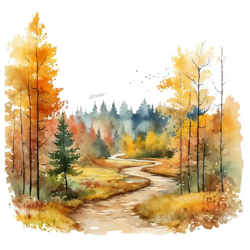 Watercolor Autumn Forest 2 No Minimum Order