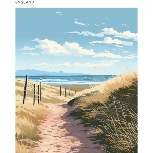 The Northumberland Coast Path England 1 Hiking Trail Landscape Poster Hassle-Free Returns