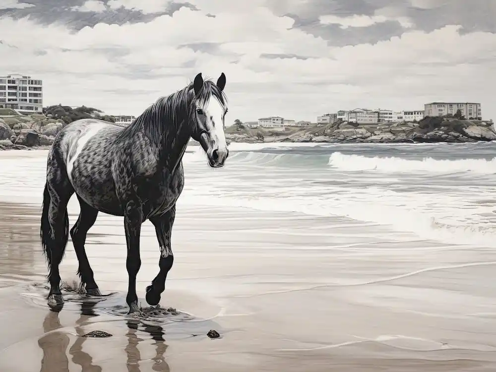 Weekend Sale A Horse Oil Painting In Bondi Beach, Australia, Landscape 2