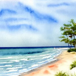 Tybee Island Beach, Georgia Watercolour Best Choice