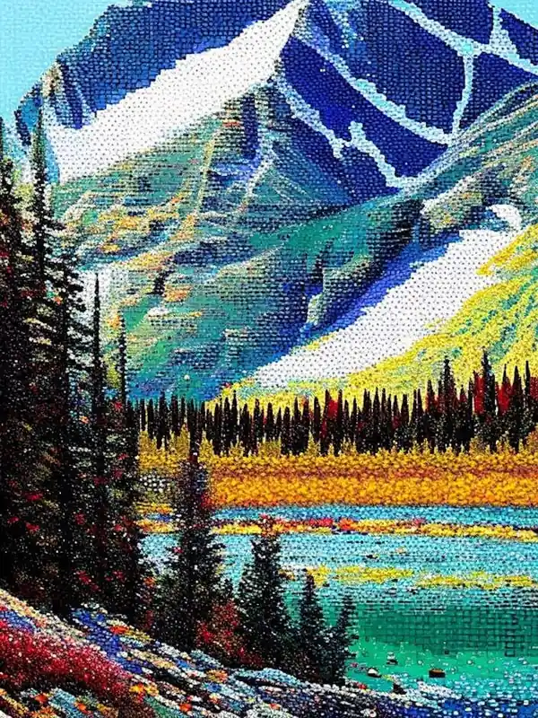 Worldwide Shipping Jasper National Park Canada Pointillism