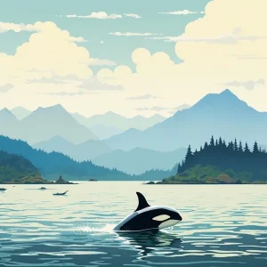 Worldwide Shipping Blue Graphic Design Style Orca Whale 3