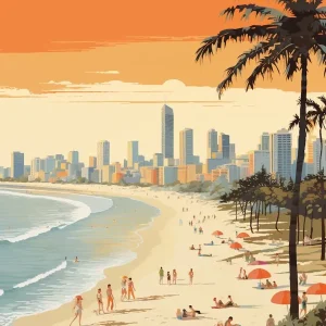 Surfers Paradise Beach Golden Tones 2 Hassle-Free Returns