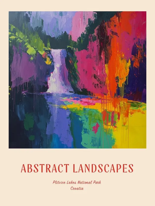 Colourful Abstract Plitvice Lakes National Park Croatia 2 Poster Money Back Guarantee