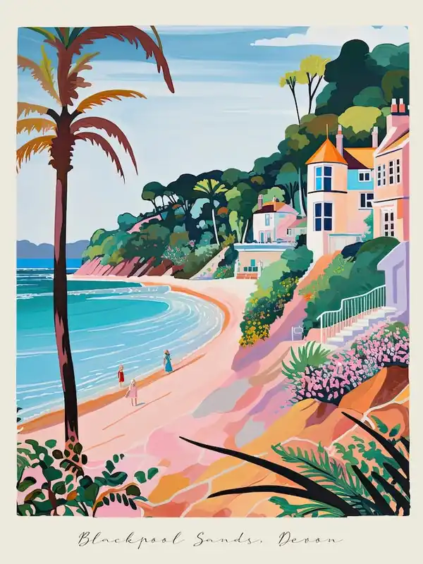 Free Shipping Poster Of Blackpool Sands, Devon, Matisse And Rousseau Style 3