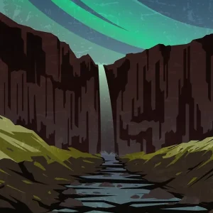 Svartifoss, Iceland — Retro travel minimalist poster Instant Buy
