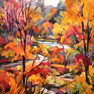 Super Sale Autumn Gardens Painting Montreal Botanical Garden Canada