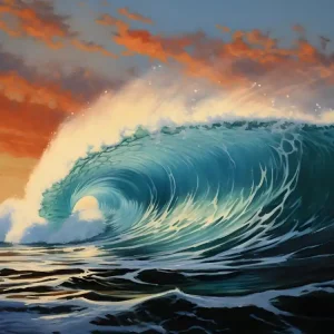 Special Offer Painting of surfing Wave at Sunset