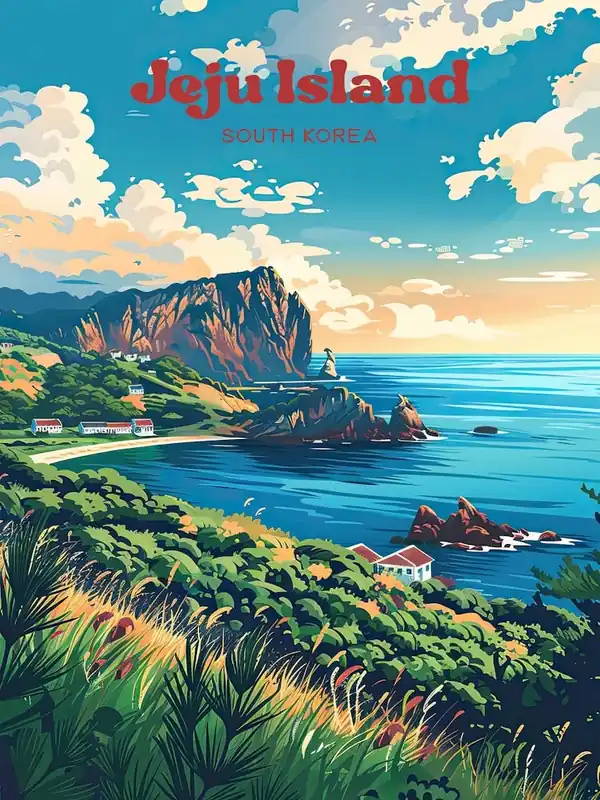 Jeju Island South Korea Kdrama Travel Art Illustration Buy Online