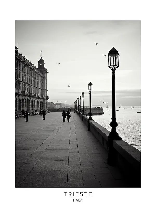 Viral Poster Of Trieste, Italy, Black And White Analogue Photography 3