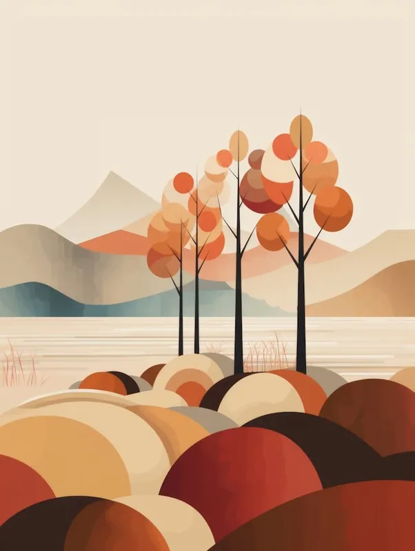 Autumn , Fall, Landscape, Inspired By National Park in the USA, Lake, Great Lakes, Boho, Beach, Minimalist Canvas Print, Travel Poster, Autumn Decor, Fall Decor Markdown