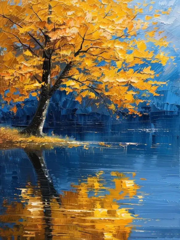 Cheap Autumn Tree By The Lake