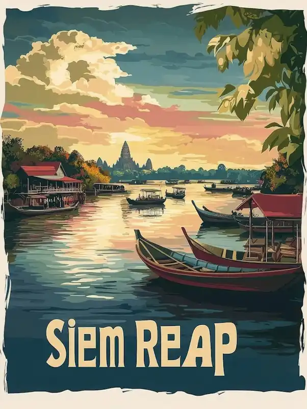 Aihrgdesign A Mid Century Modern Travel Poster For Siem Reap 3 Genuine