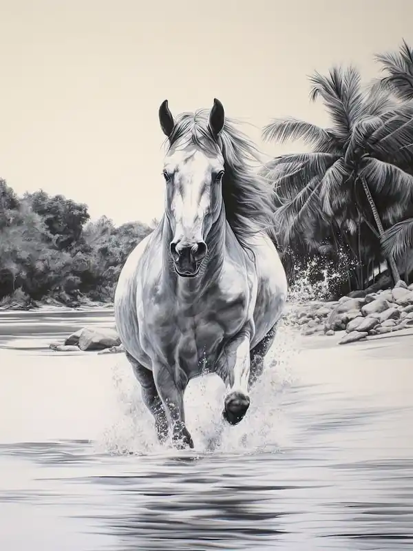 Discount A Horse Oil Painting In Anse Lazio, Seychelles, Portrait 1