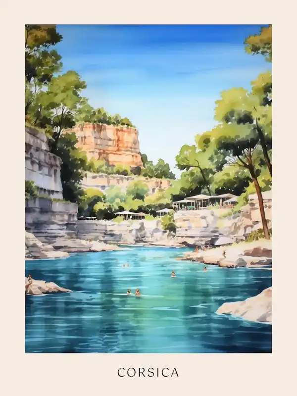 Best Price Swimming In Corsica France 2 Watercolour Poster