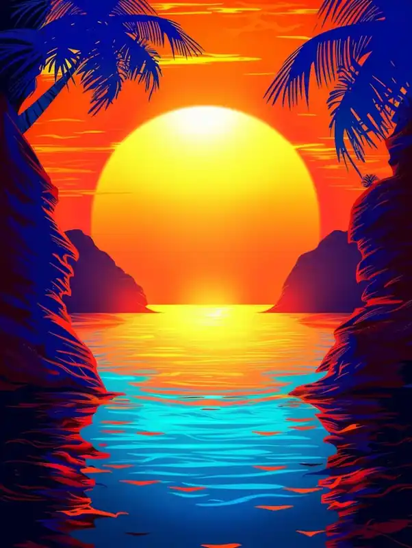 Sunset With Palm Trees 7 Crafted