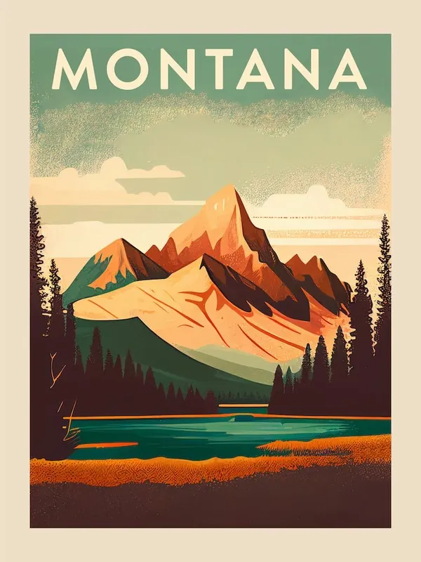 Montana Vintage Travel Poster Same Day Shipping
