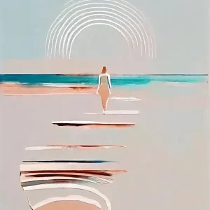 Woman Taking A Walk At The Beach - Abstract Minimal Boho Beach Seasonal Sale