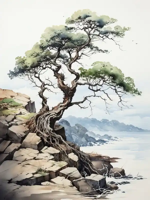 Hachijo Jima In Tokyo, Japanese Brush Painting, Ukiyo E, Minimal 2 Reduced Price