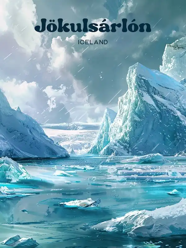Jokulsarlon Iceland Snow Travel Art Seasonal Sale