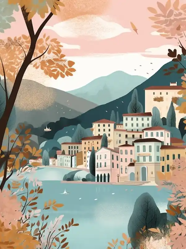 Free Shipping Lake Como, Italy Illustration