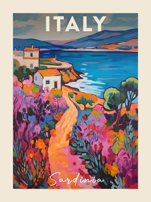 Fast Shipping Sardinia Italy 4 Fauvist Painting Travel Poster