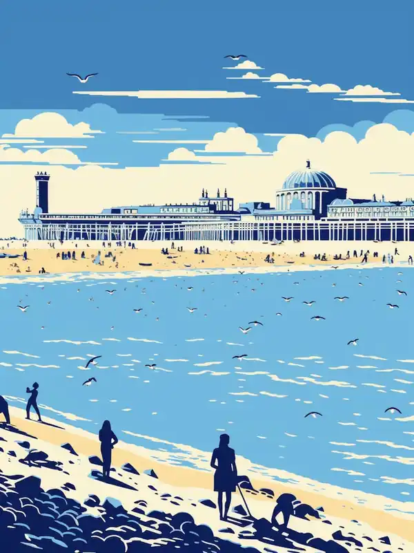 A Screen Print Of Brighton Beach East Sussex 3 Big Sale